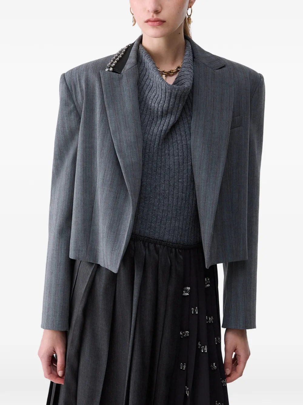 LIU JO Cropped jack met krijtstreep Grijs