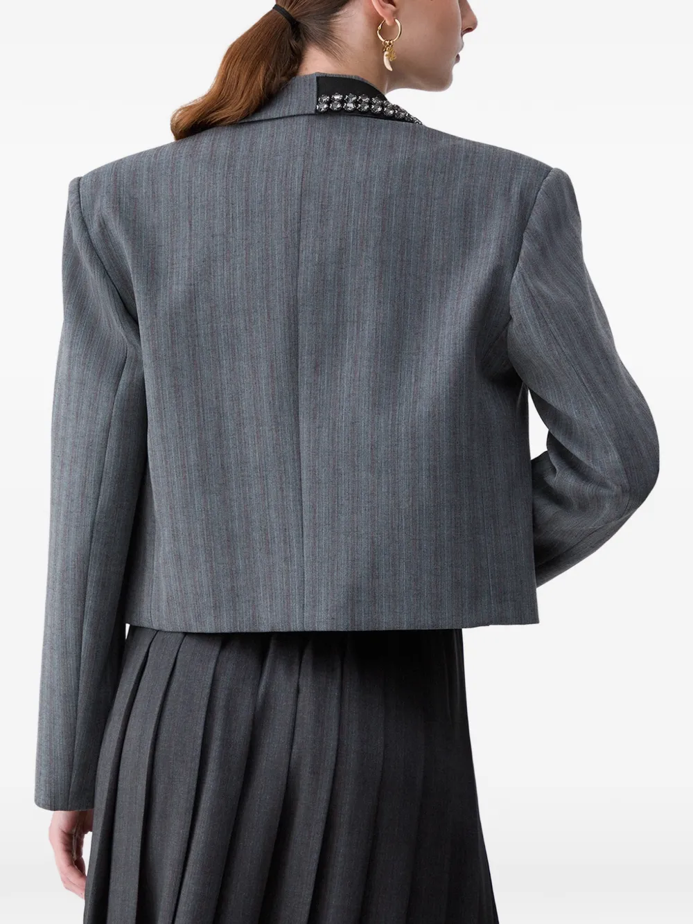 LIU JO Cropped jack met krijtstreep Grijs