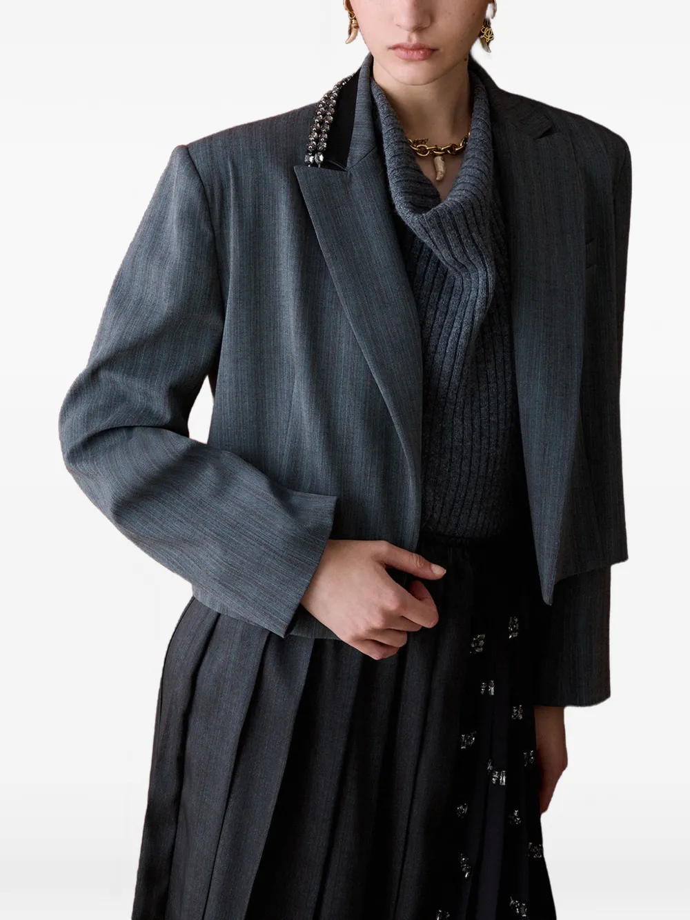 LIU JO Cropped jack met krijtstreep Grijs