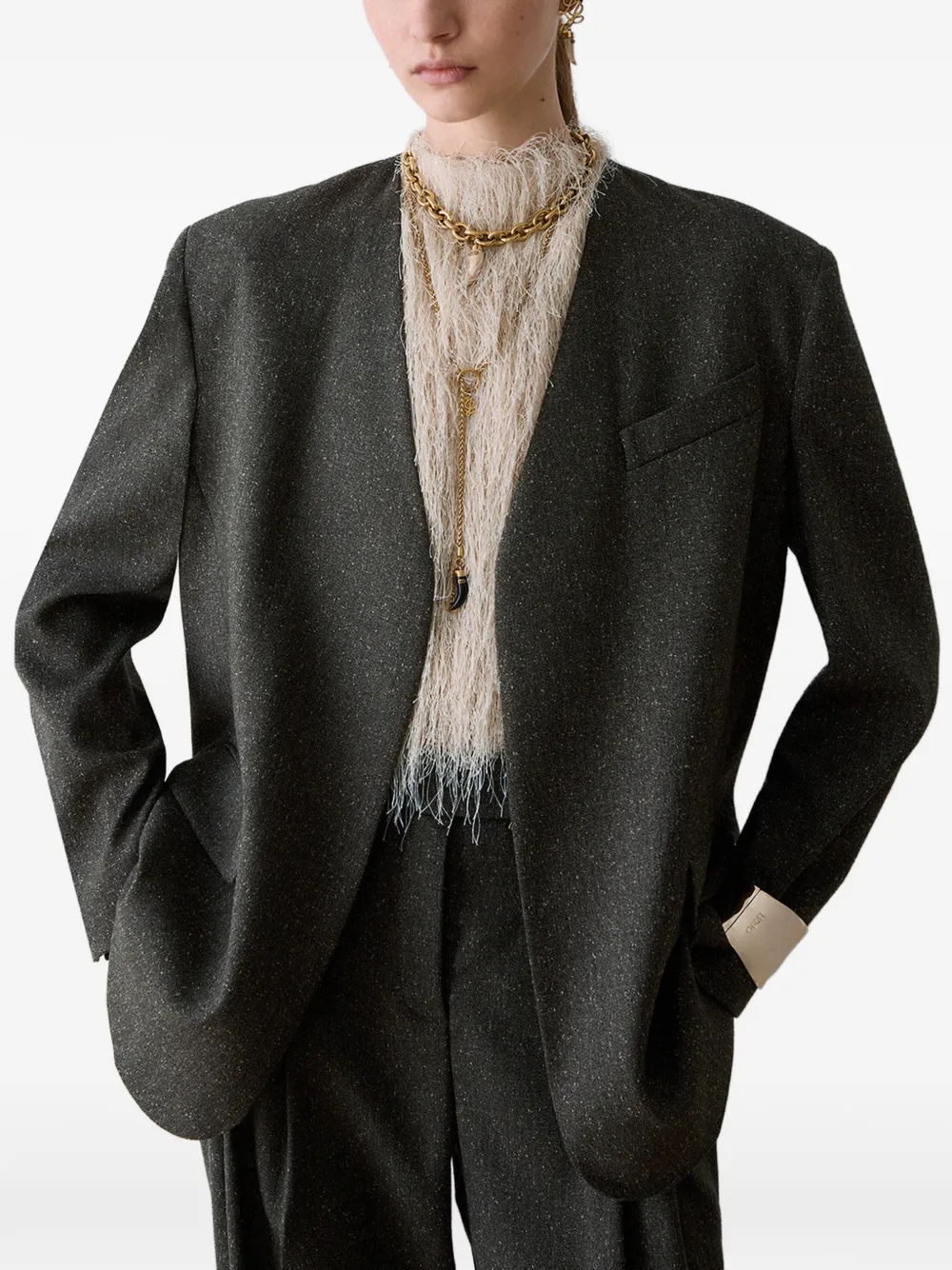 LIU JO Tweed jack met riem Groen