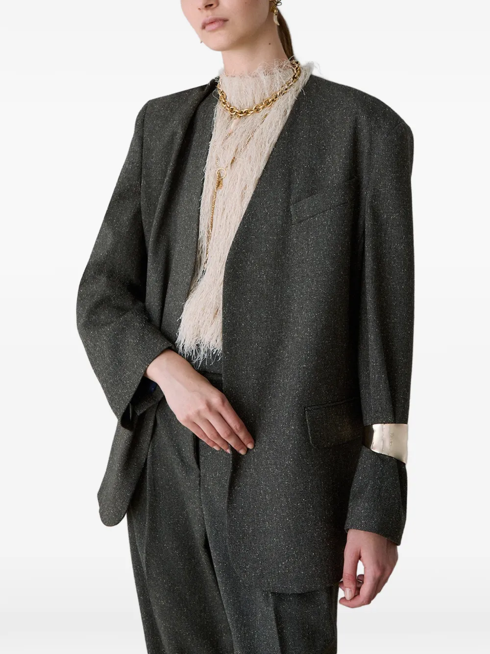 LIU JO Tweed jack met riem Groen