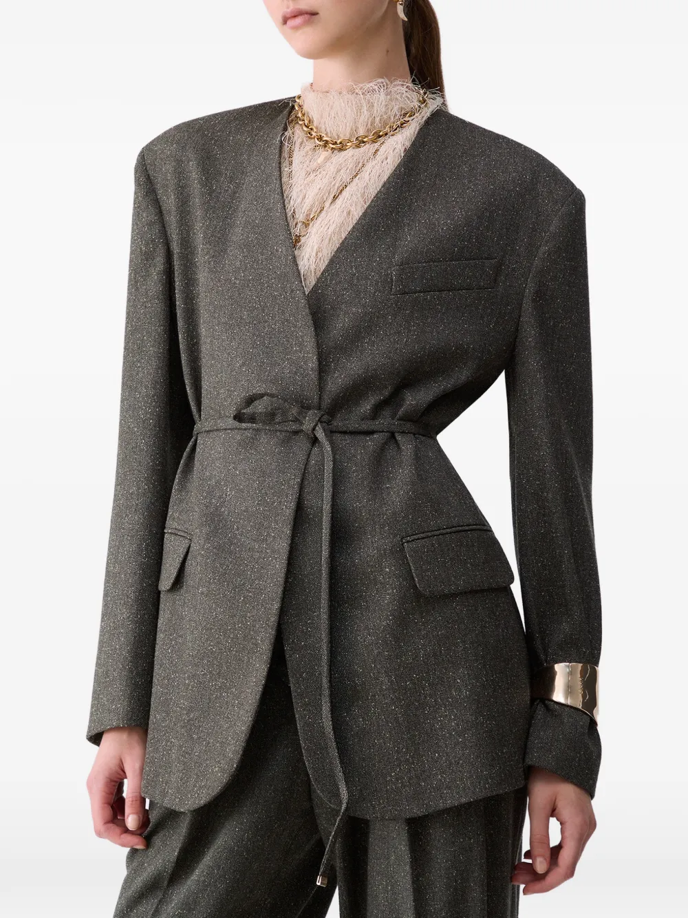 LIU JO Tweed jack met riem Groen