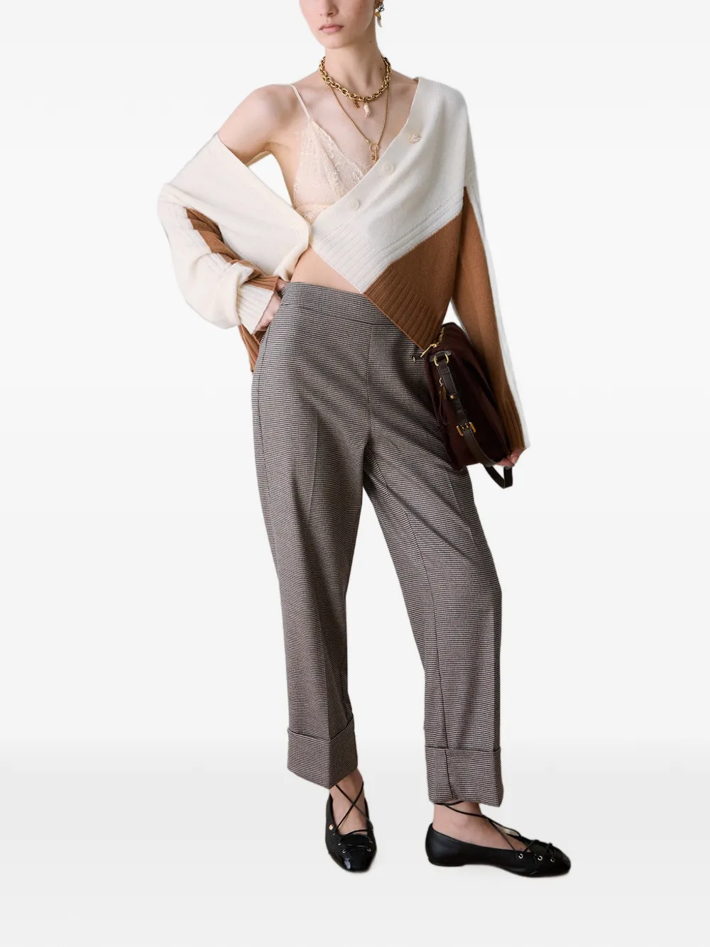 LIU JO houndstooth trousers Bruin