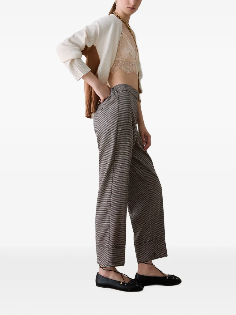 LIU JO houndstooth trousers Bruin