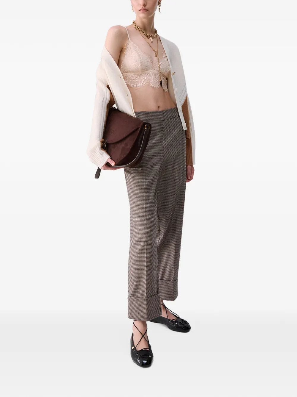 LIU JO houndstooth trousers Bruin