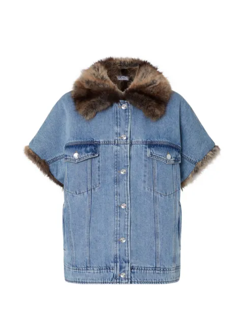 LIU JO gilet en jean à détails teddy