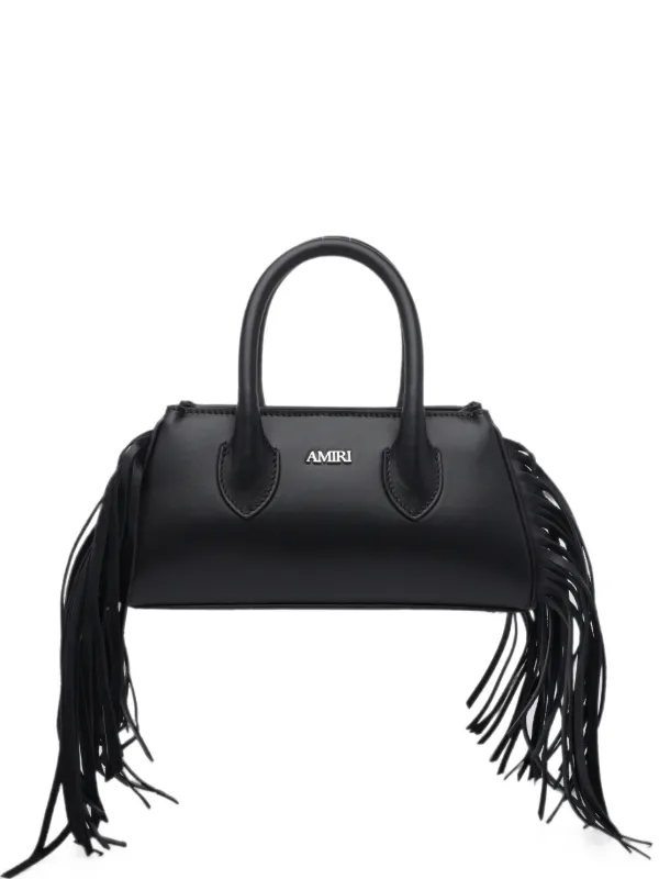 Amiri Fringe-detail Leather Tote Bag in Black