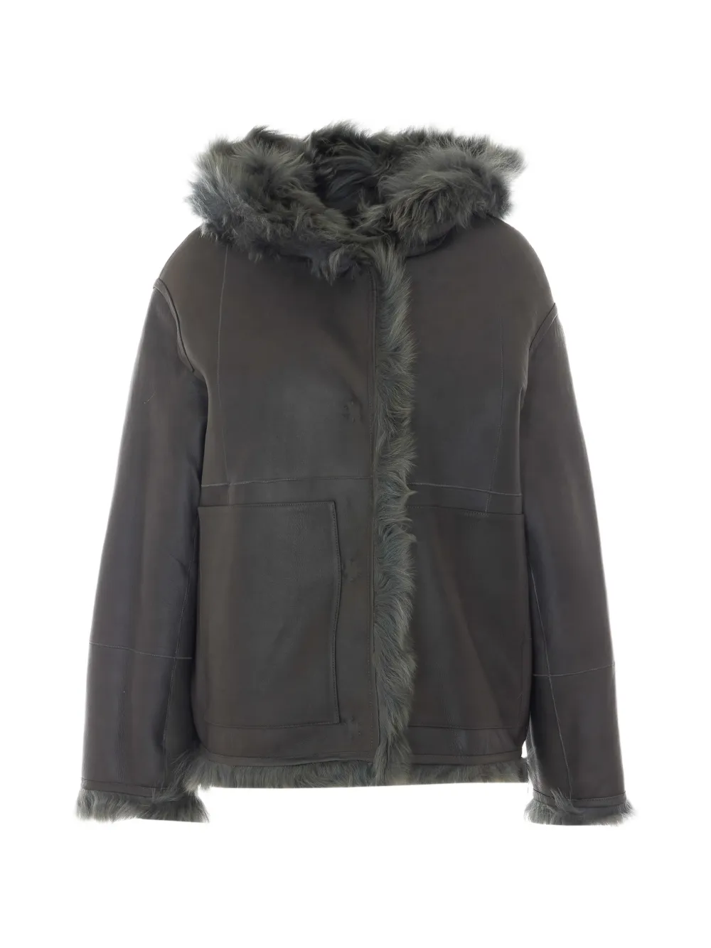 Yves Salomon hooded shearling jacket - Grigio