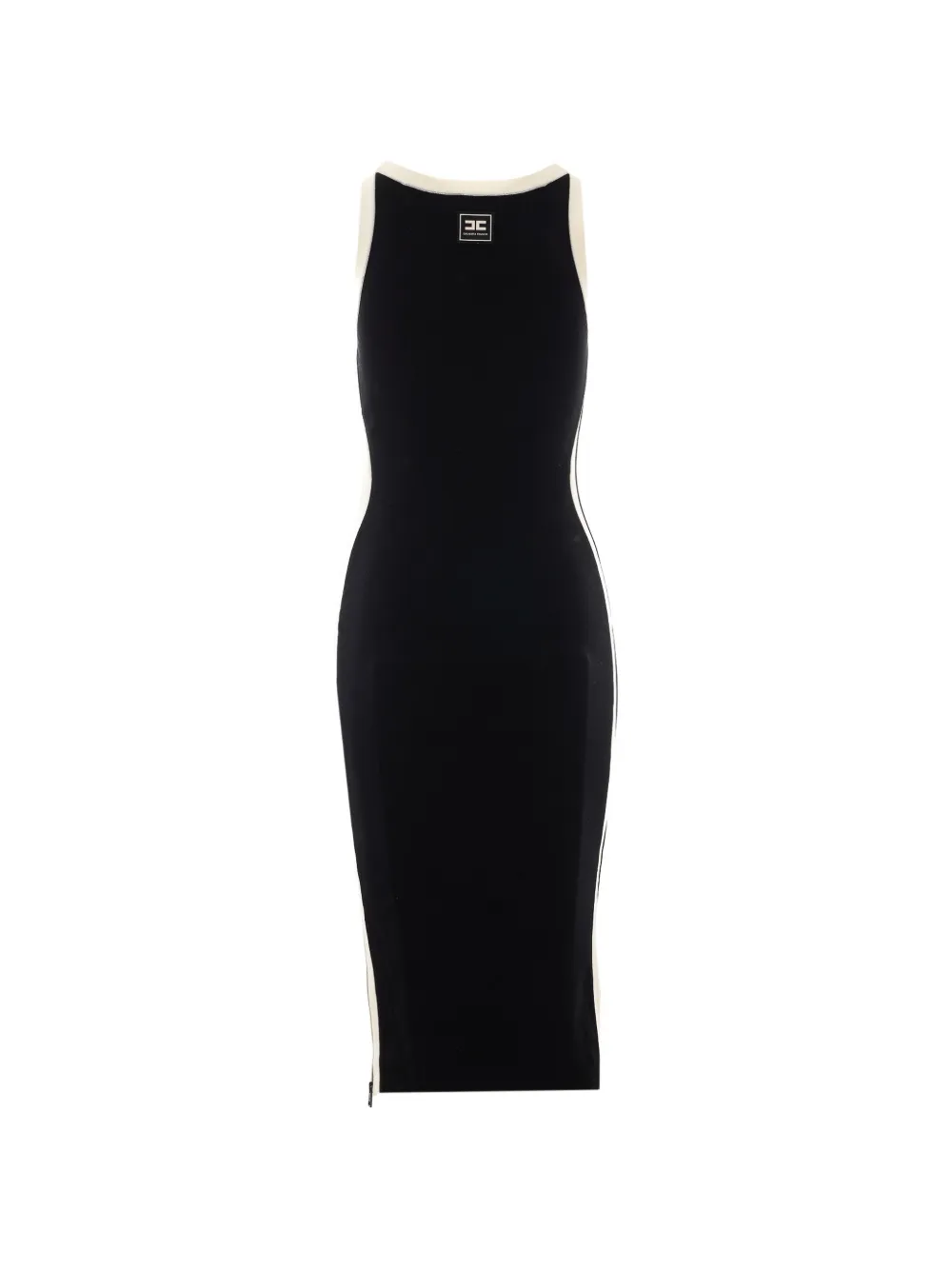 Elisabetta Franchi logo-patch sleeveless dress Zwart