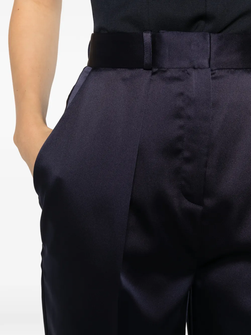 Elisabetta Franchi Satijnen stretch broek Blauw
