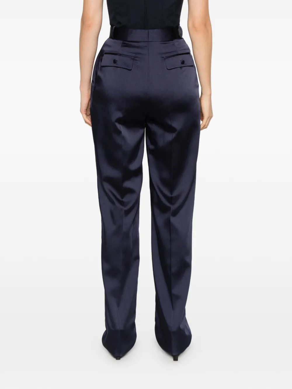 Elisabetta Franchi Satijnen stretch broek Blauw
