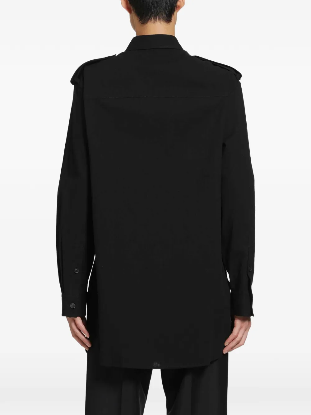 Yohji Yamamoto epaulette collar-tab shirt Zwart