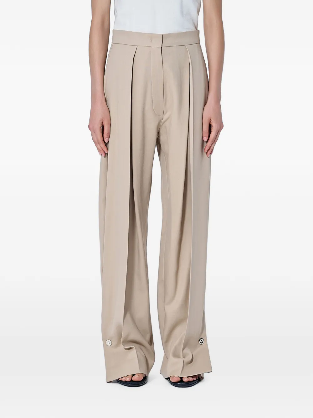 Sportmax Plooibroek met knoopdetail Beige