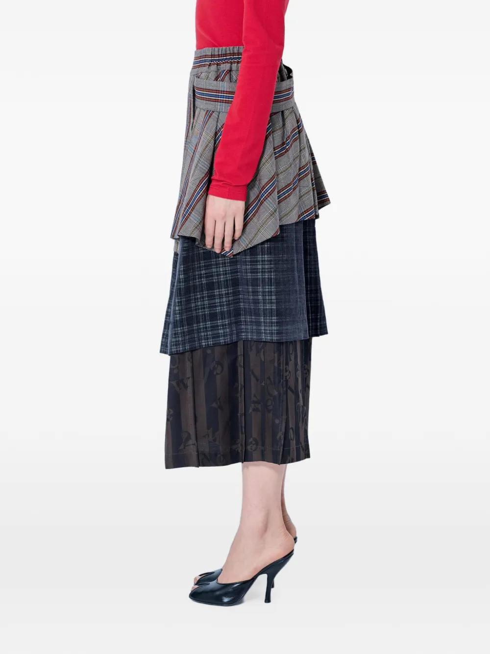 Vivienne Westwood plaid layered asymmetrical skirt