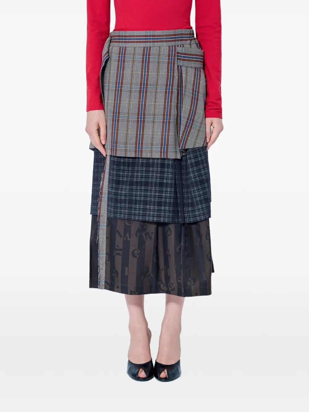 Vivienne Westwood plaid layered asymmetrical skirt