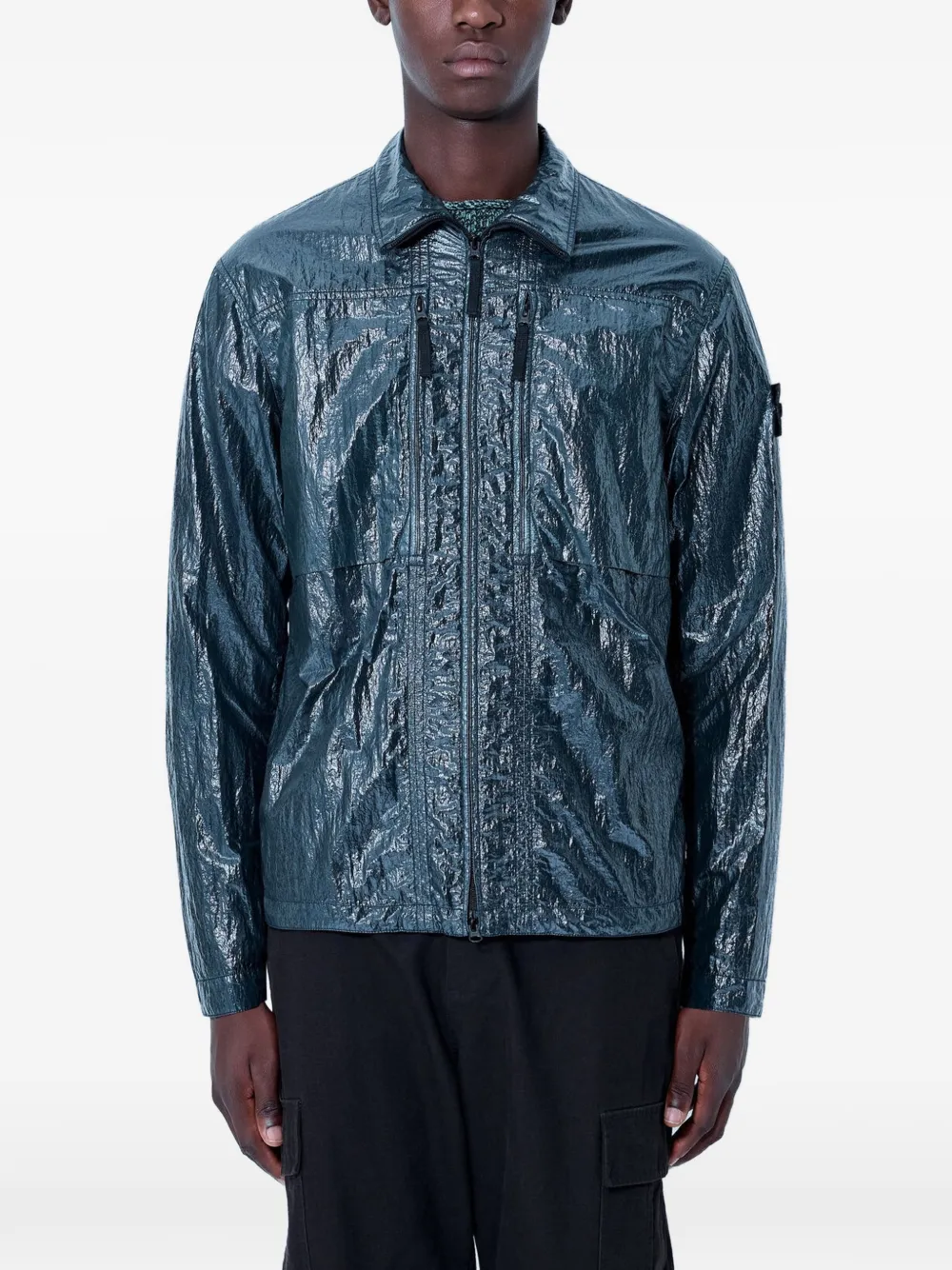 Stone Island 1200031 nylon lucido comfort-fit zip-up overshirt with chest pockets