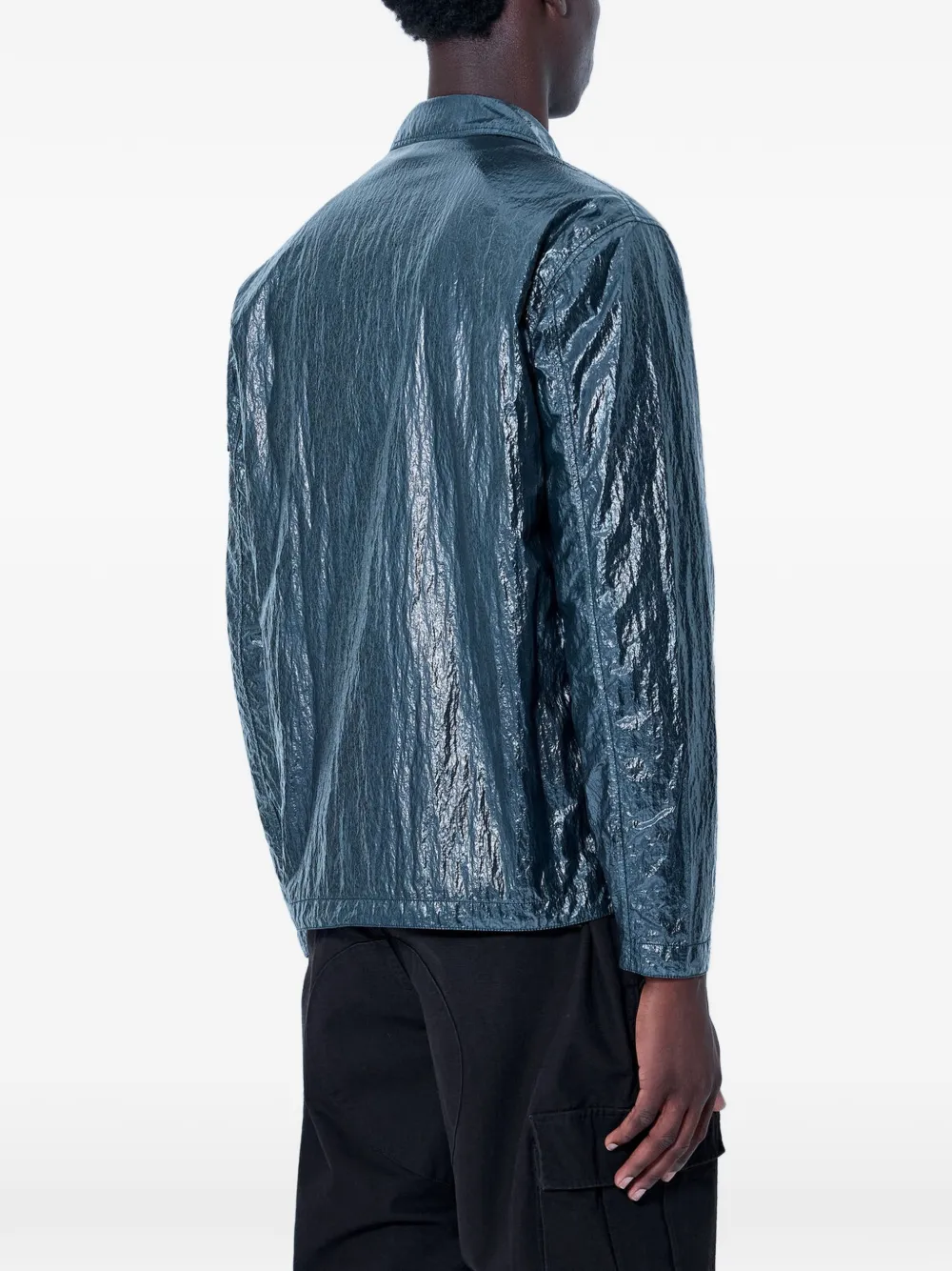 Stone Island 1200031 nylon lucido comfort-fit shirtjack met borstzakken en rits Groen