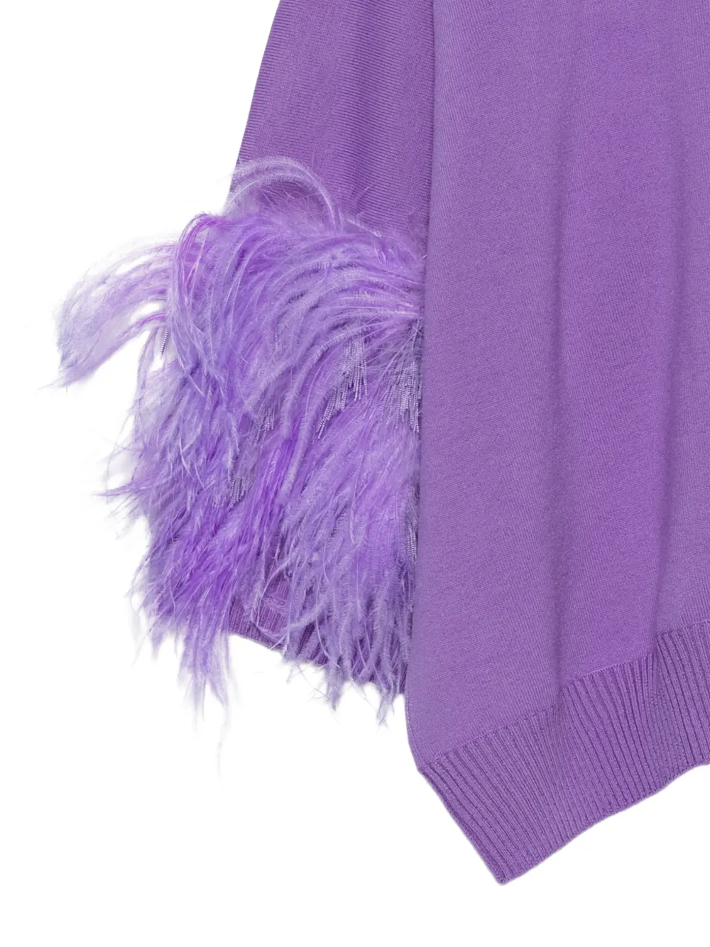 Alberta Ferretti feather-trim roll-neck sweater Paars