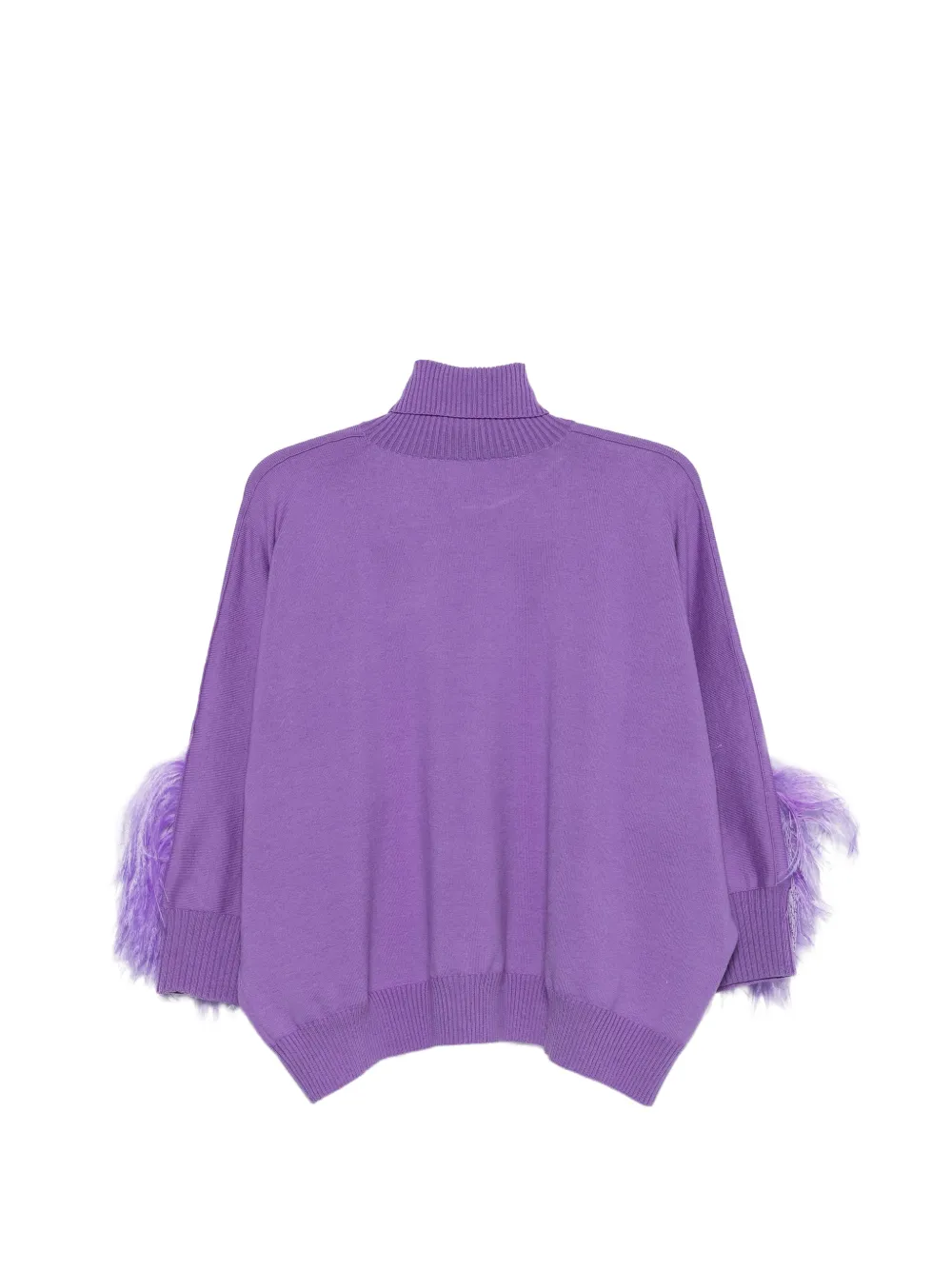 Alberta Ferretti feather-trim roll-neck sweater Paars