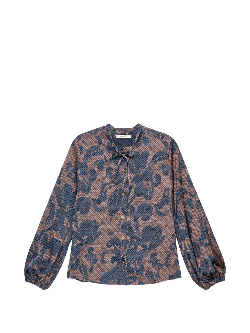 MALIPARMI chemise Sweet Foliage à fleurs imprimées et liens à nouer au col - Bleu MALIPARMI chemise Sweet Foliage à fleurs imprimées et liens à nouer au col - Bleu