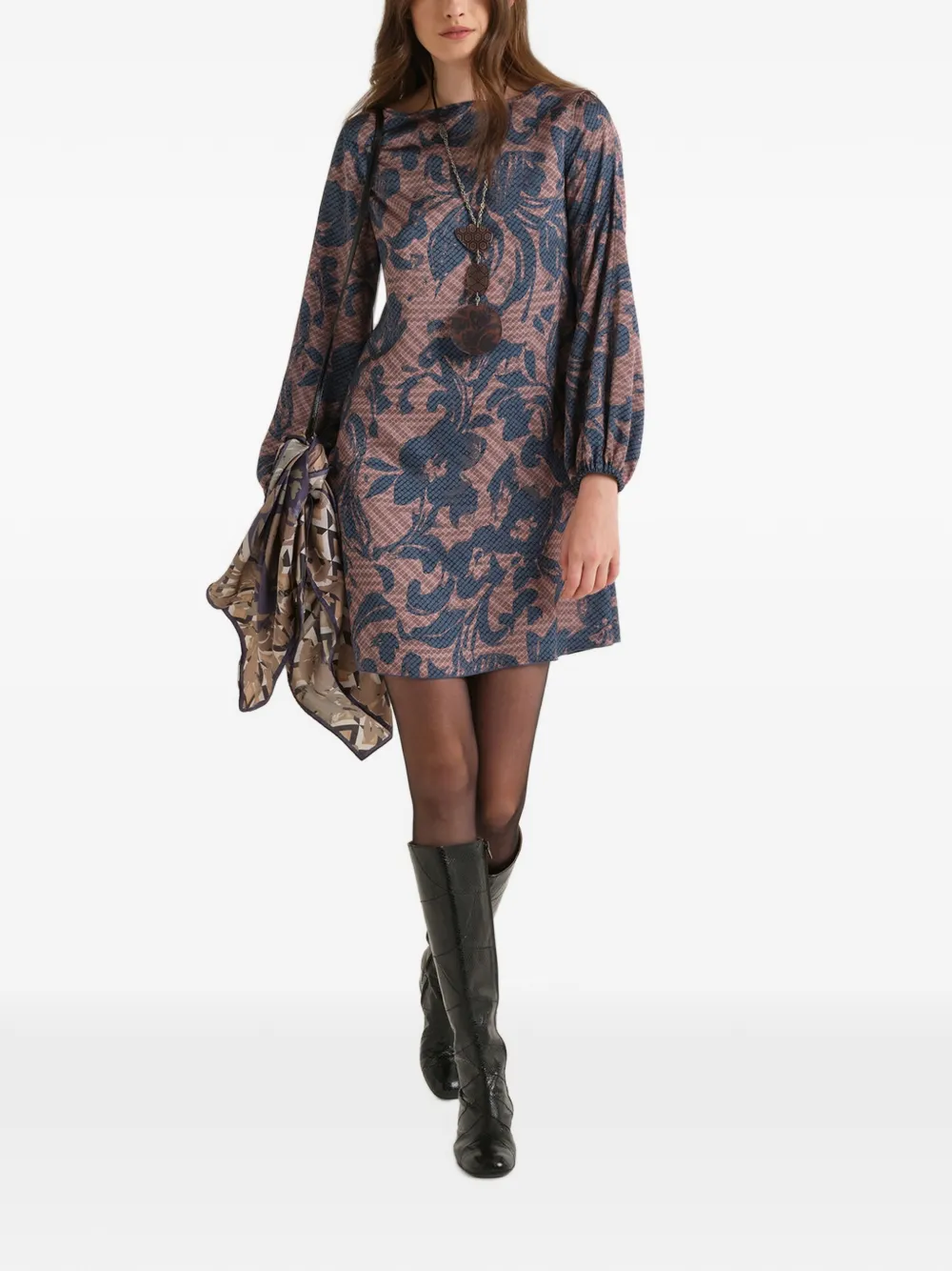 MALIPARMI Sweet Foliage floral-print mini dress - Blu