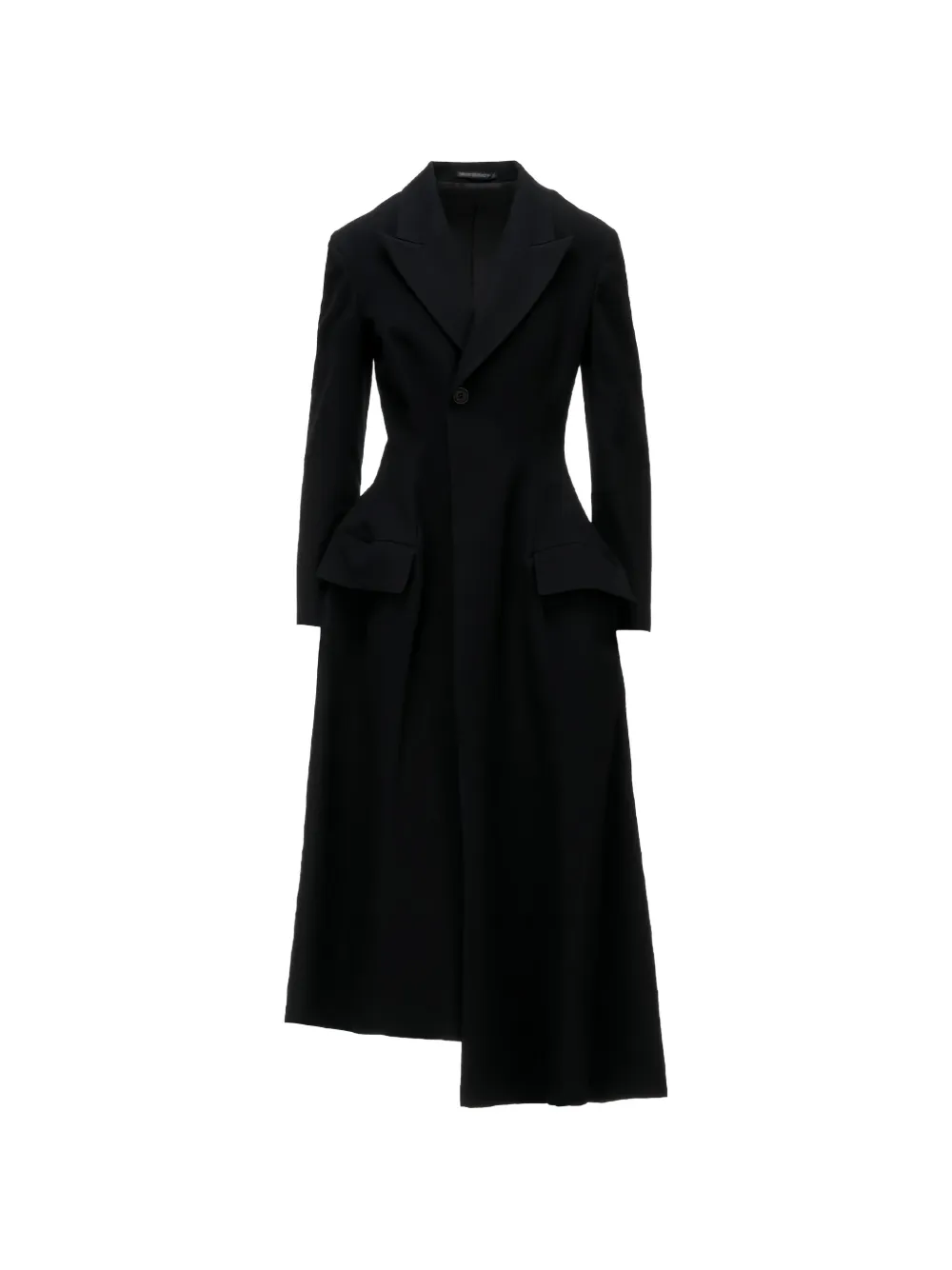 Yohji Yamamoto Milled asymmetric single-breasted coat - Nero