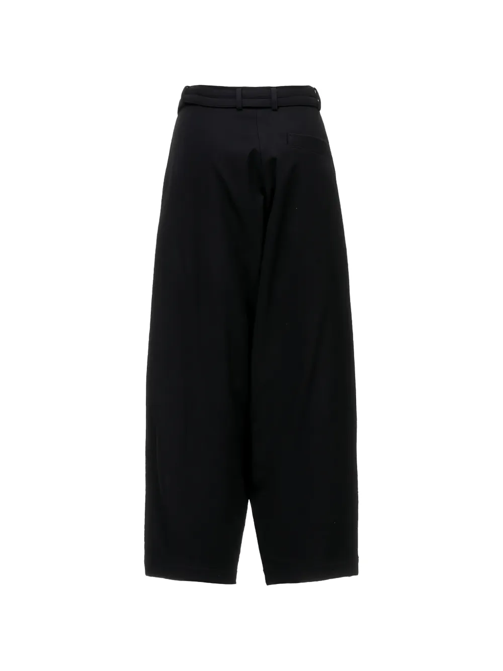 Yohji Yamamoto Milled Gabardine broek met wijde pijpen en ceintuur Zwart