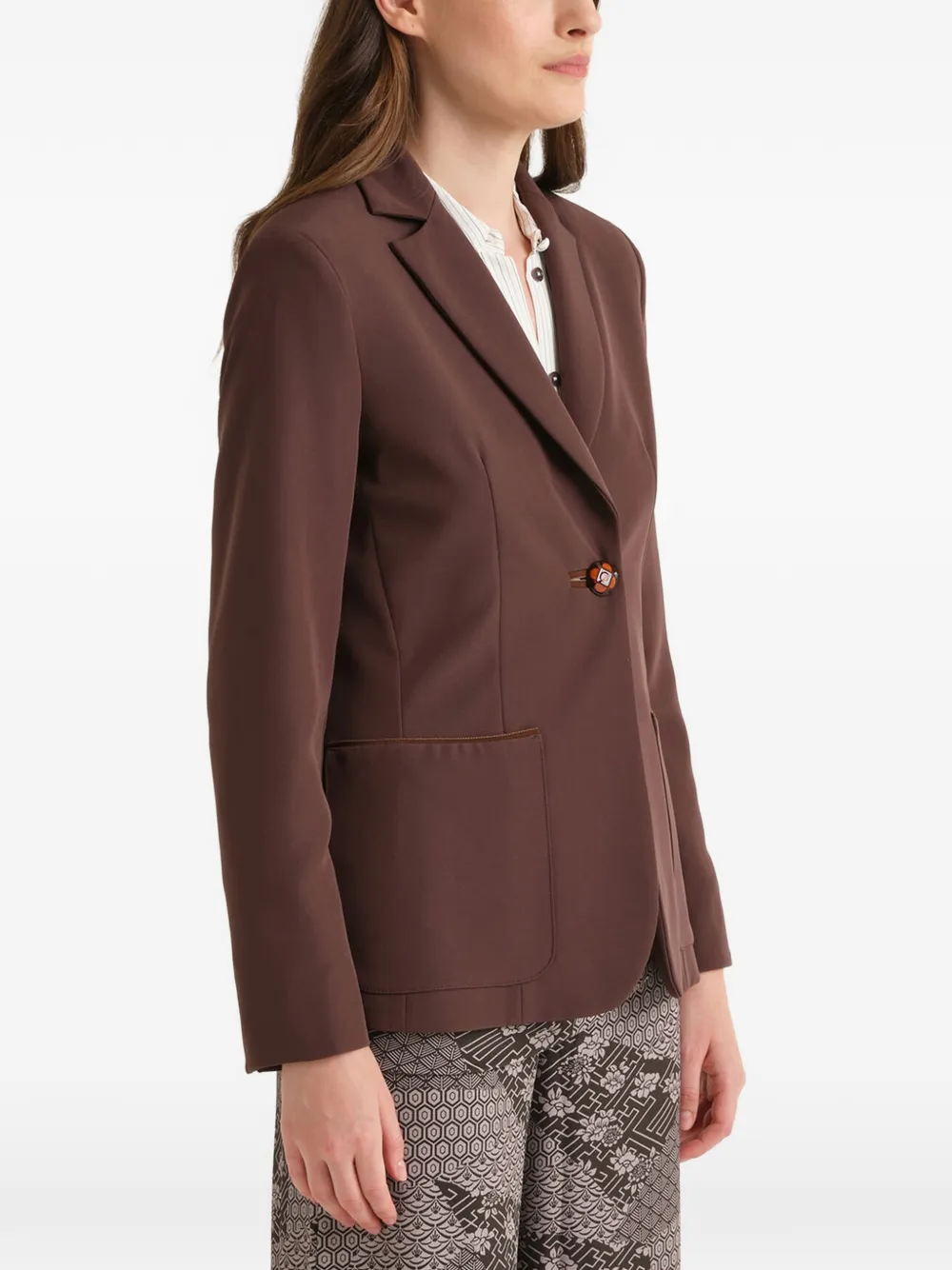MALIPARMI Blazer met enkele rij knopen Bruin