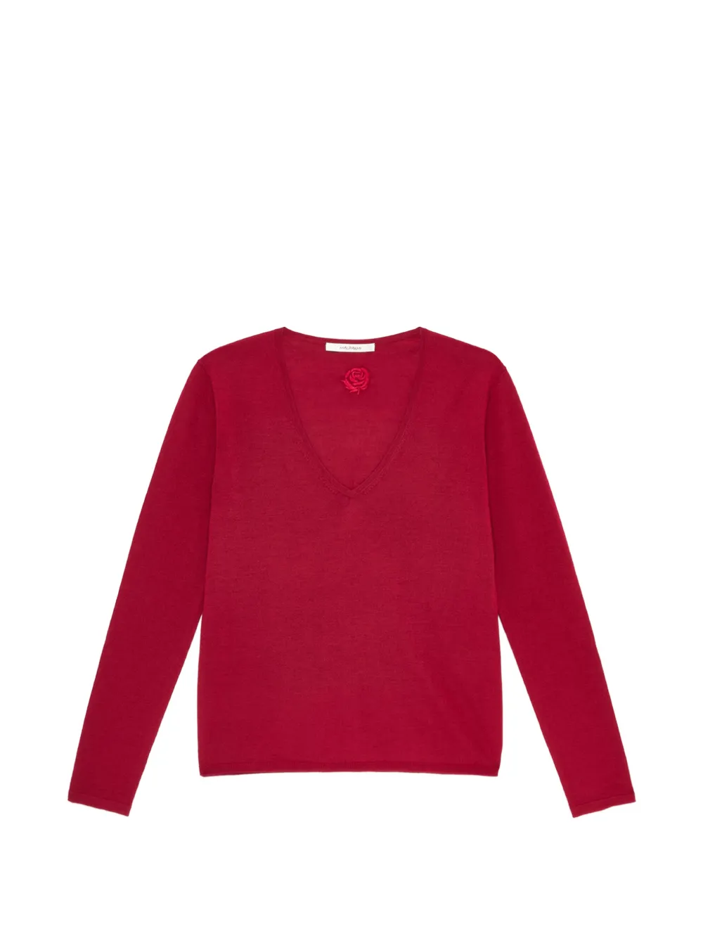 MALIPARMI rose-embroidered V-neck sweater