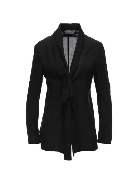 Yohji Yamamoto blusa con lazo en el cuello y manga larga