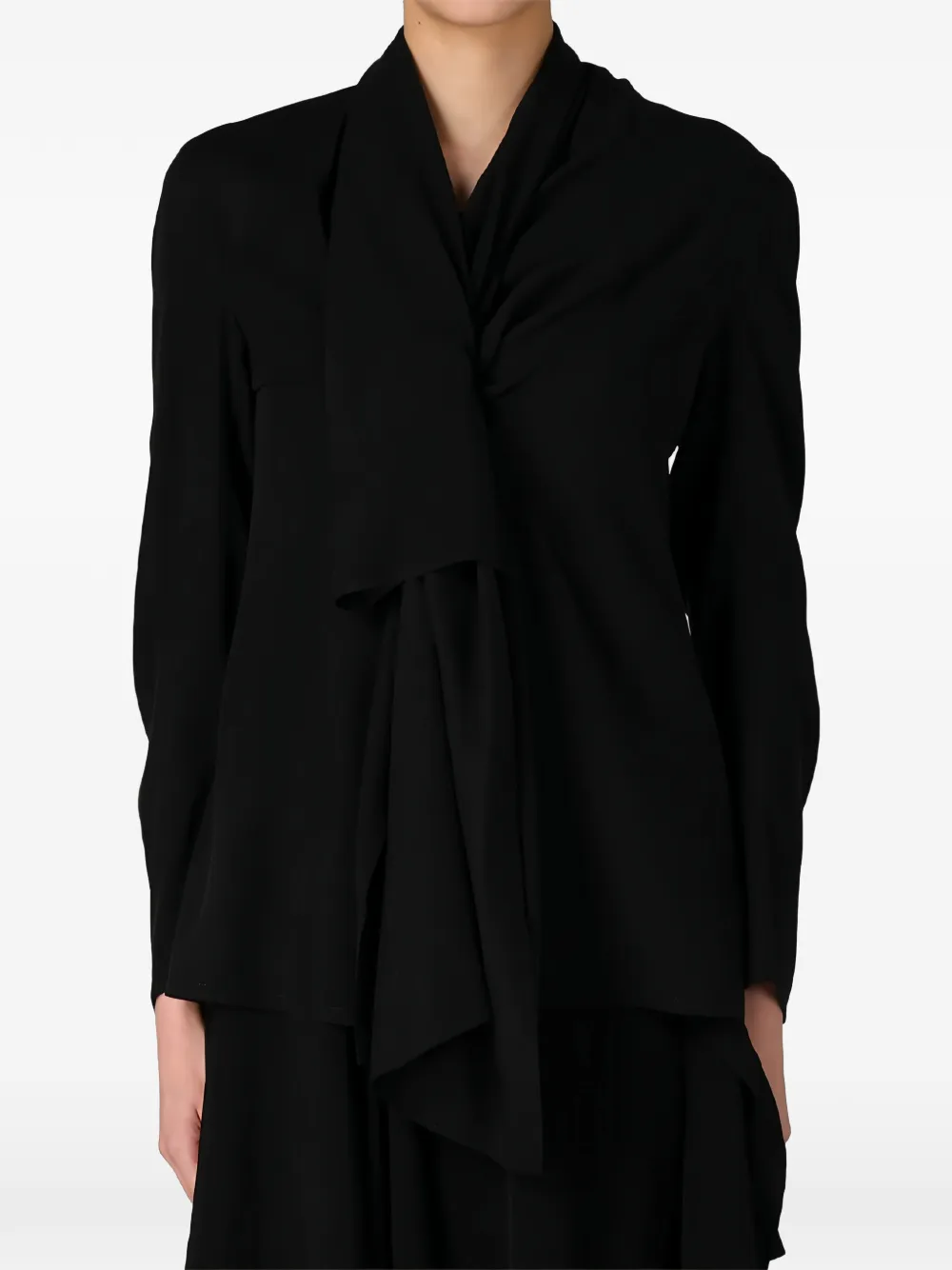 Yohji Yamamoto Blouse met gestrikte hals Zwart