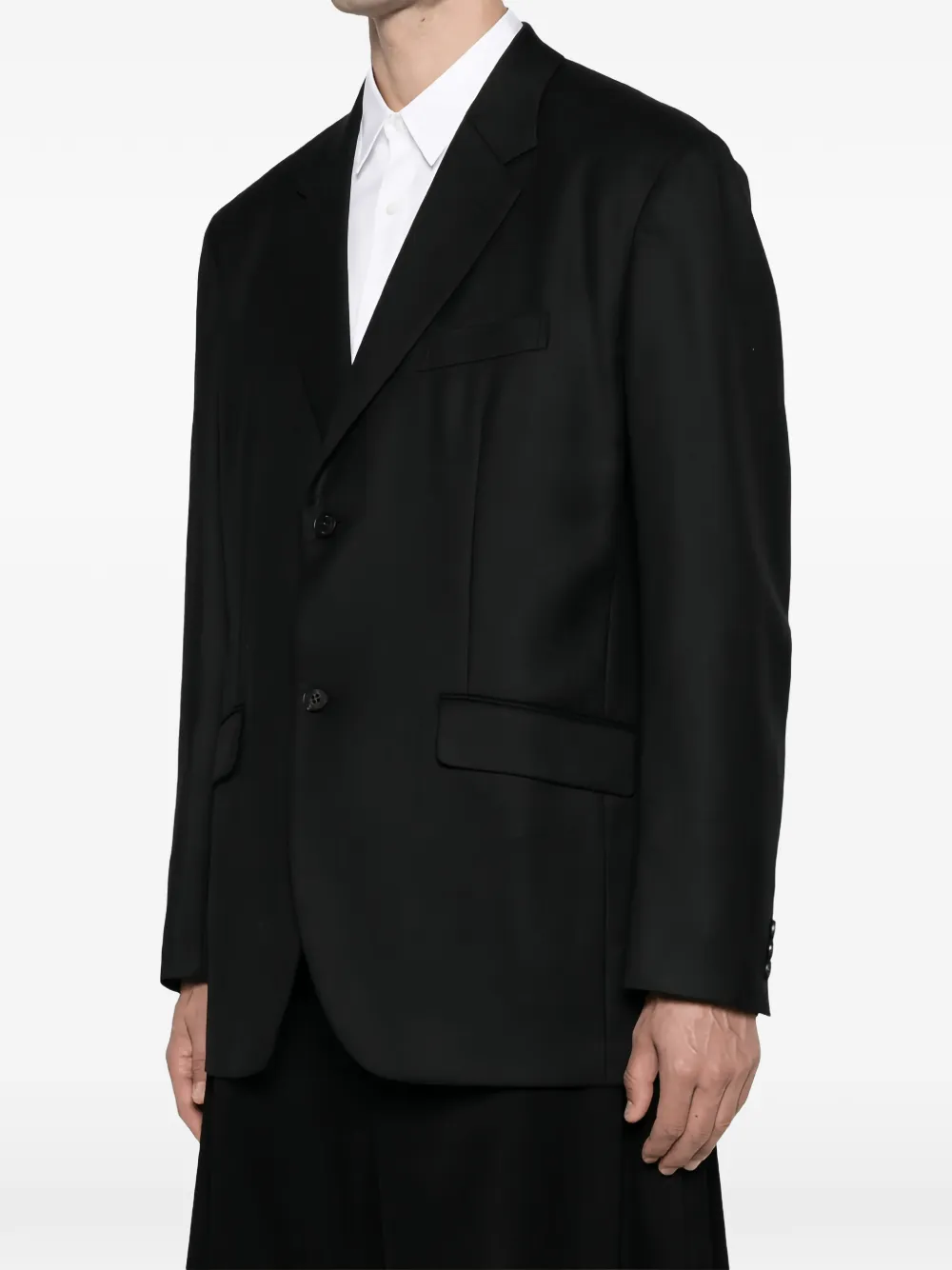 Comme des Garçons Homme Jack met enkele rij knopen en gekerfde revers Zwart