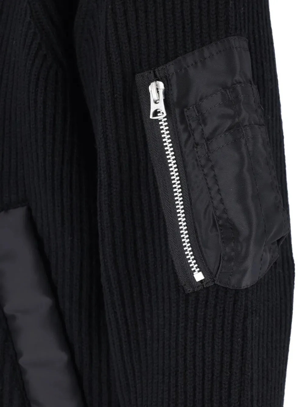 sacai Ribgebreid jack Zwart