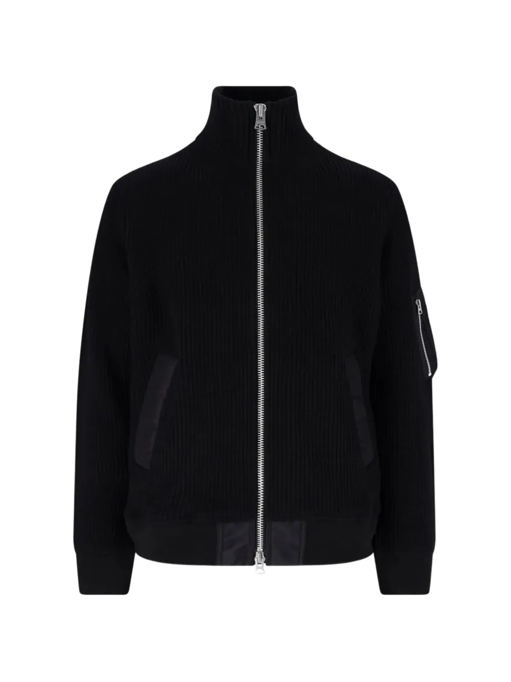 sacai ribbed-knit panelled jacket