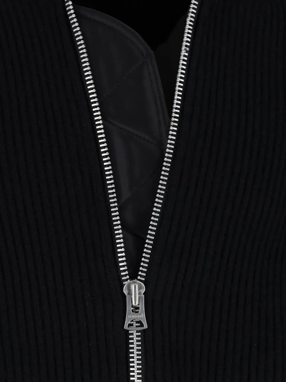 sacai Ribgebreid jack Zwart