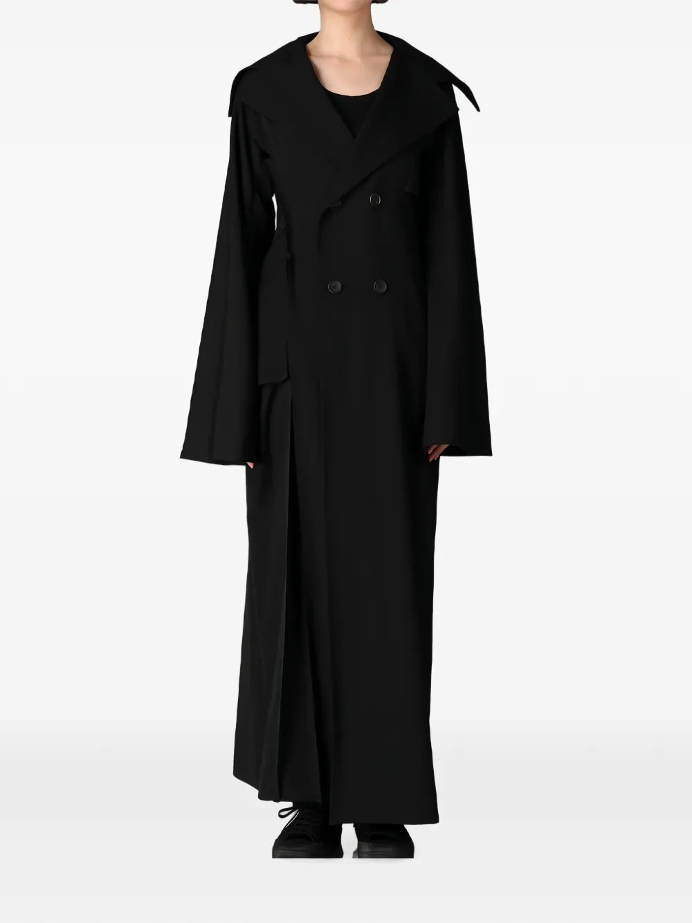 Yohji Yamamoto Jas met dubbele rij knopen en gelaagd detail Zwart