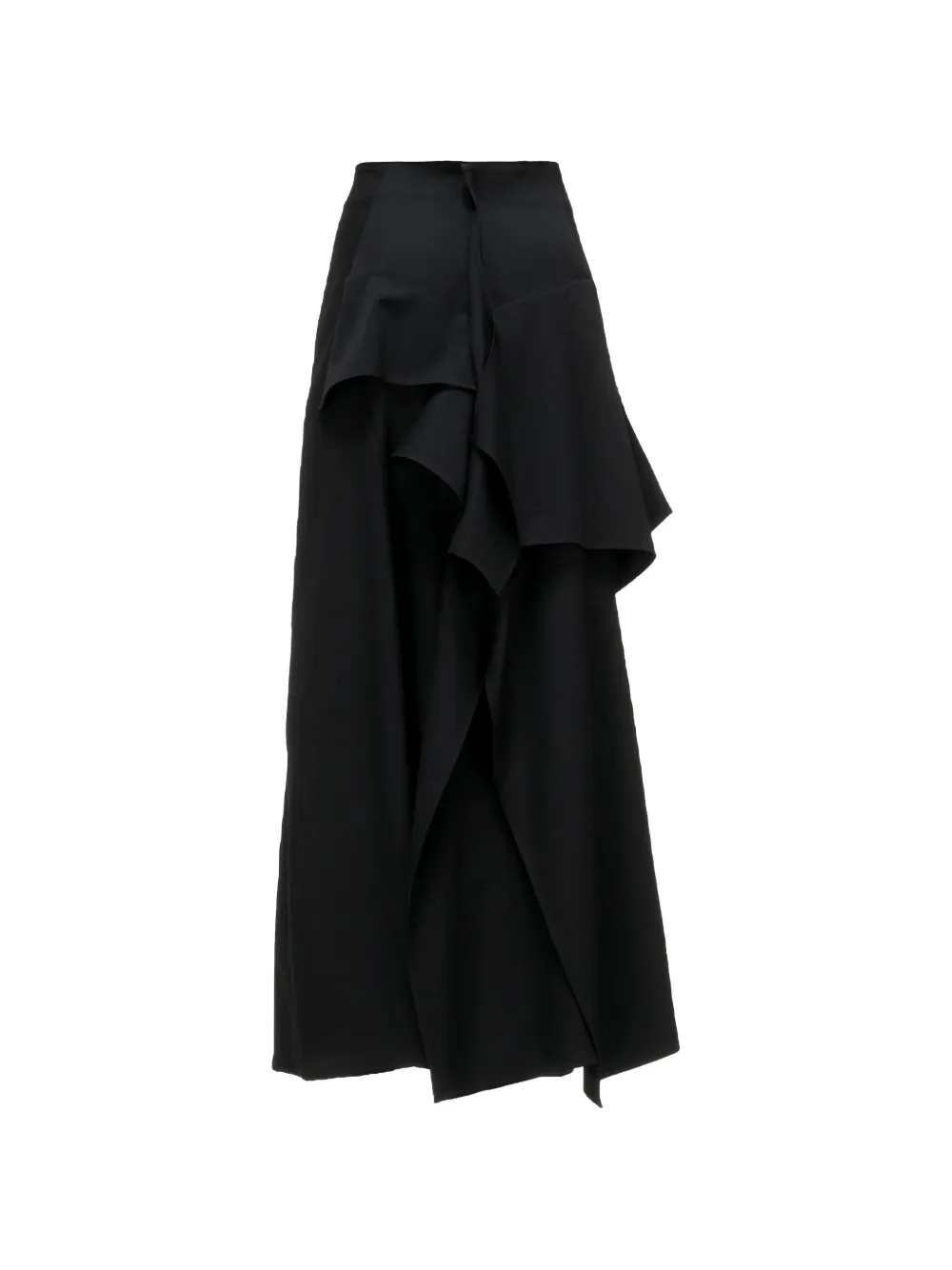 Yohji Yamamoto Rok met asymmetrische taille en ruches Zwart