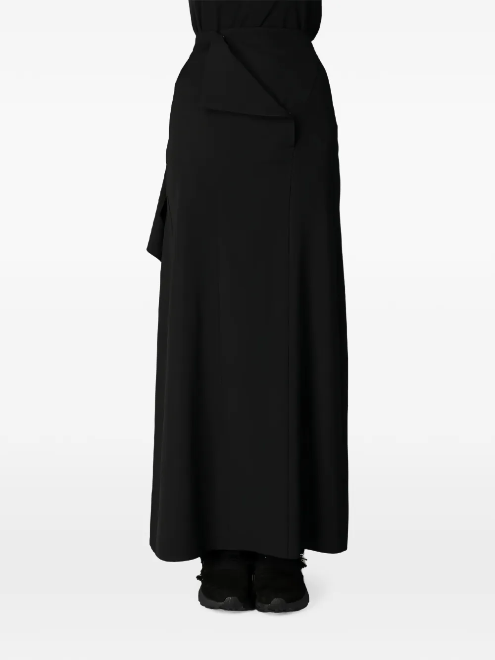 Yohji Yamamoto Rok met asymmetrische taille en ruches Zwart
