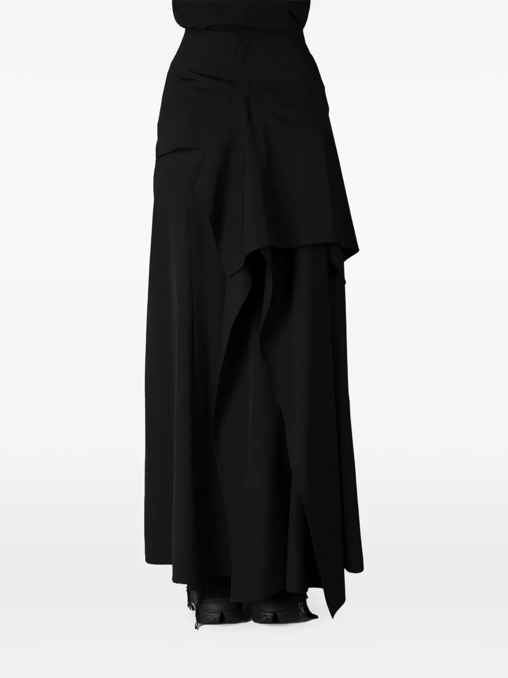 Yohji Yamamoto Rok met asymmetrische taille en ruches Zwart