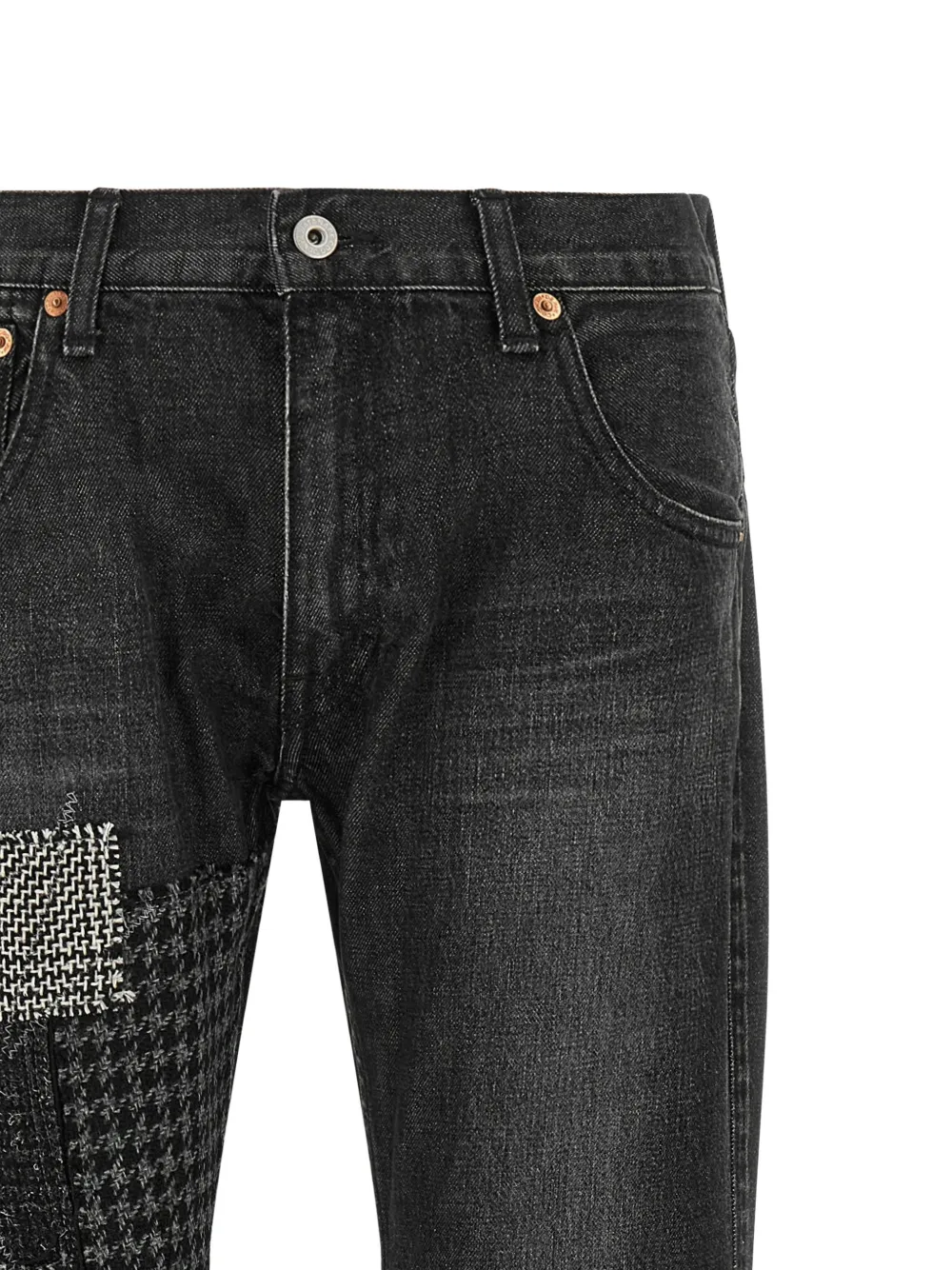 Junya Watanabe Jeans met patchwork Zwart
