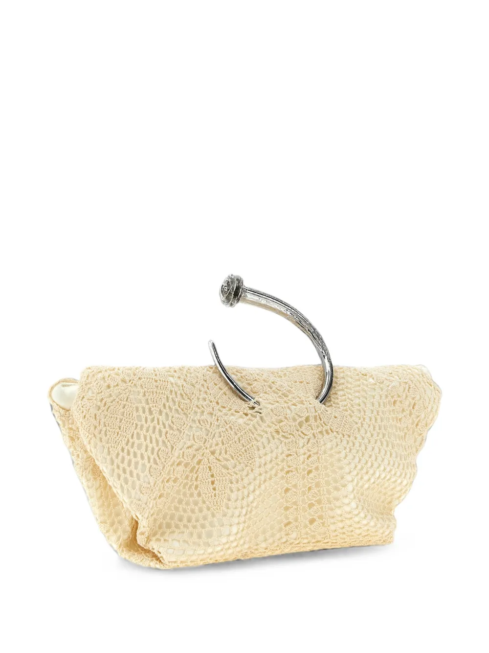 Magda Butrym Bracelet gehaakte clutch met sculpturaal handvat Beige