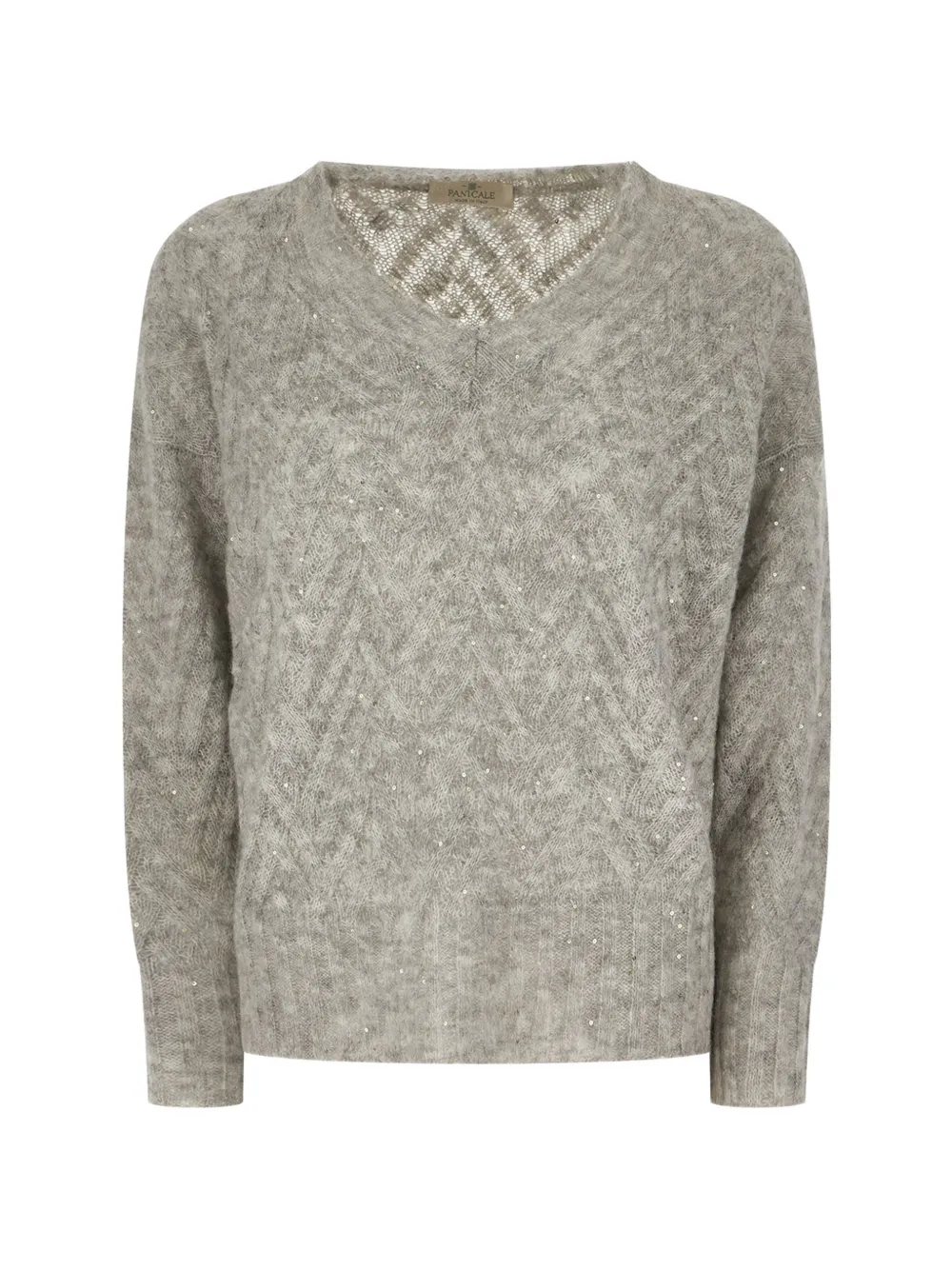 PANICALE sequin-embellished chevron-knit sweater - Grigio
