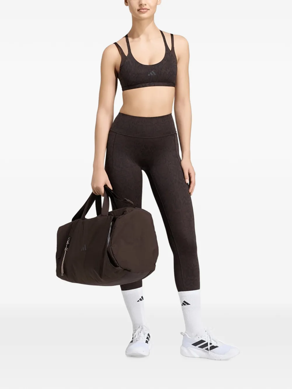 adidas Optime Workout sport-bh met slangen-print Bruin