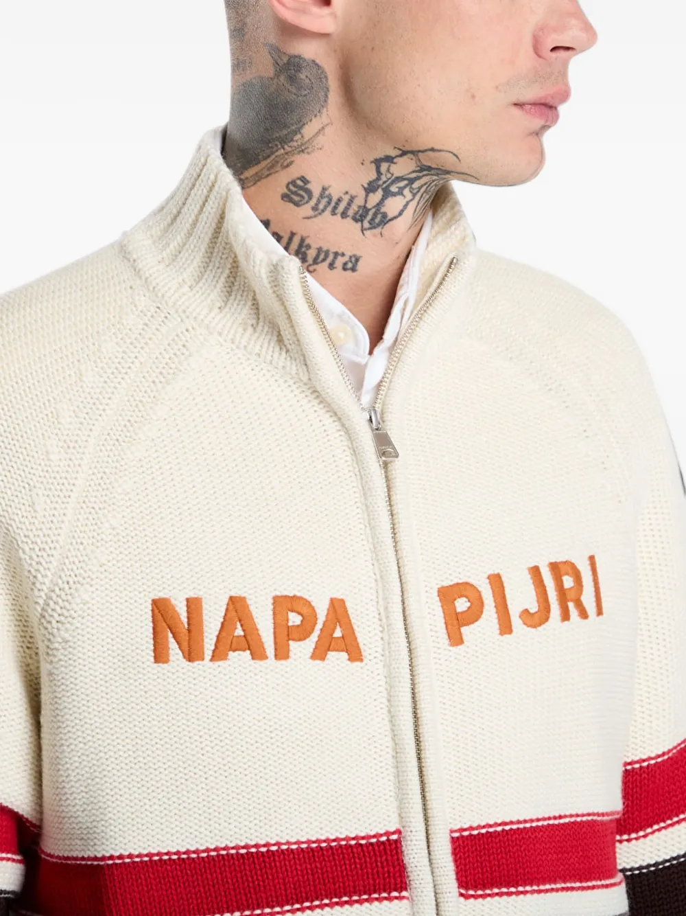 Napapijri Aldar gestreepte trui met geborduurd logo Beige