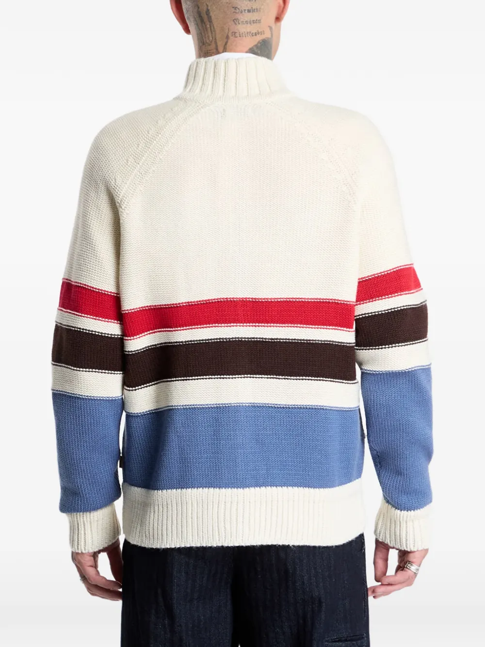 Napapijri Aldar gestreepte trui met geborduurd logo Beige