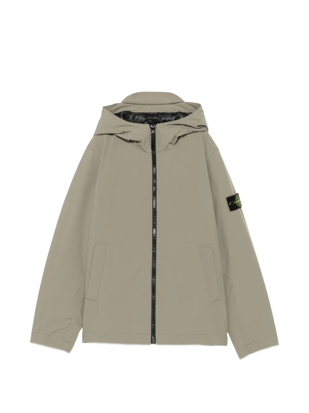 Stone Island Junior logo-patch hooded jacket - Verde