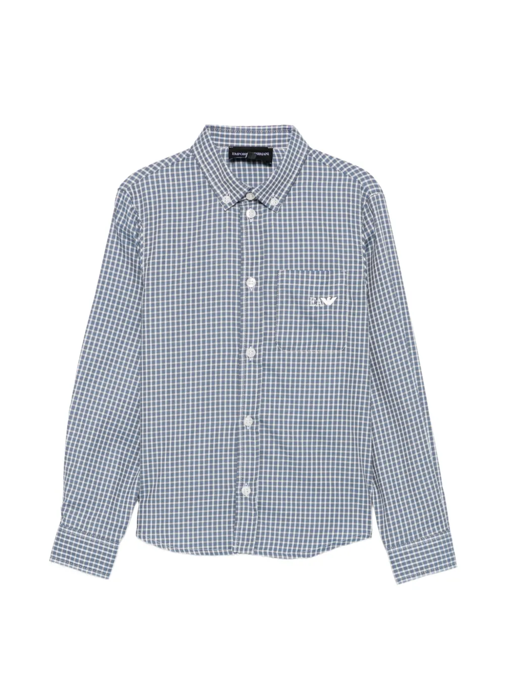 Emporio Ar i Kids Geruit shirt met knopen Blauw