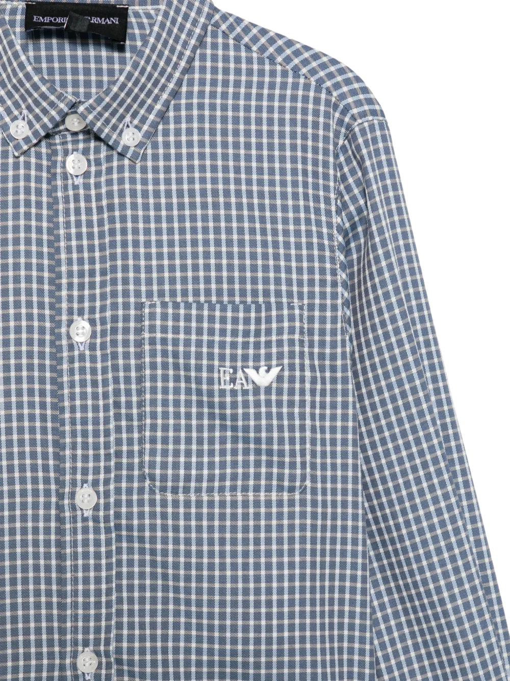 Emporio Armani Kids Geruit shirt met knopen Blauw