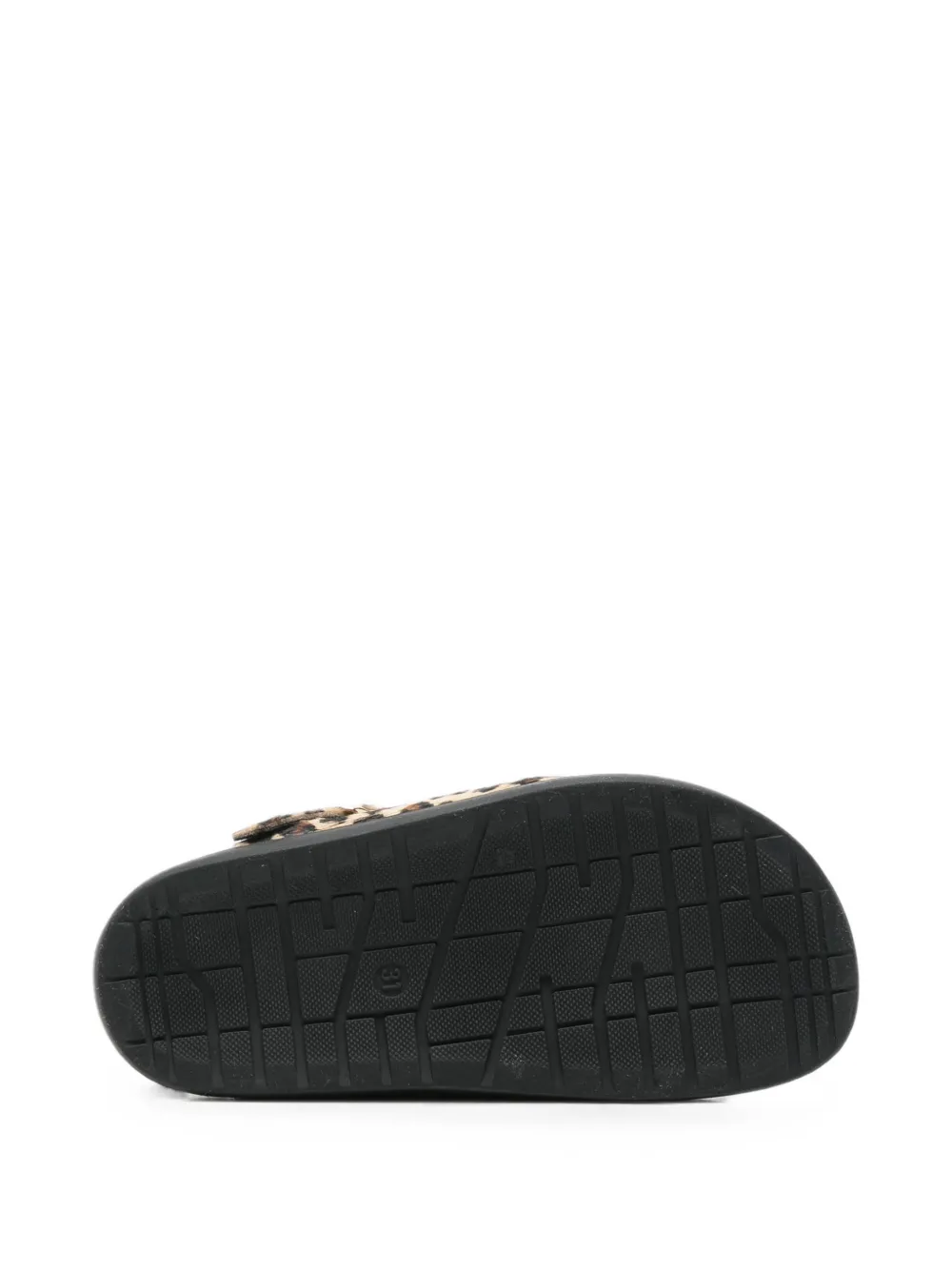 Douuod Kids leopard-print pony fur slippers Beige