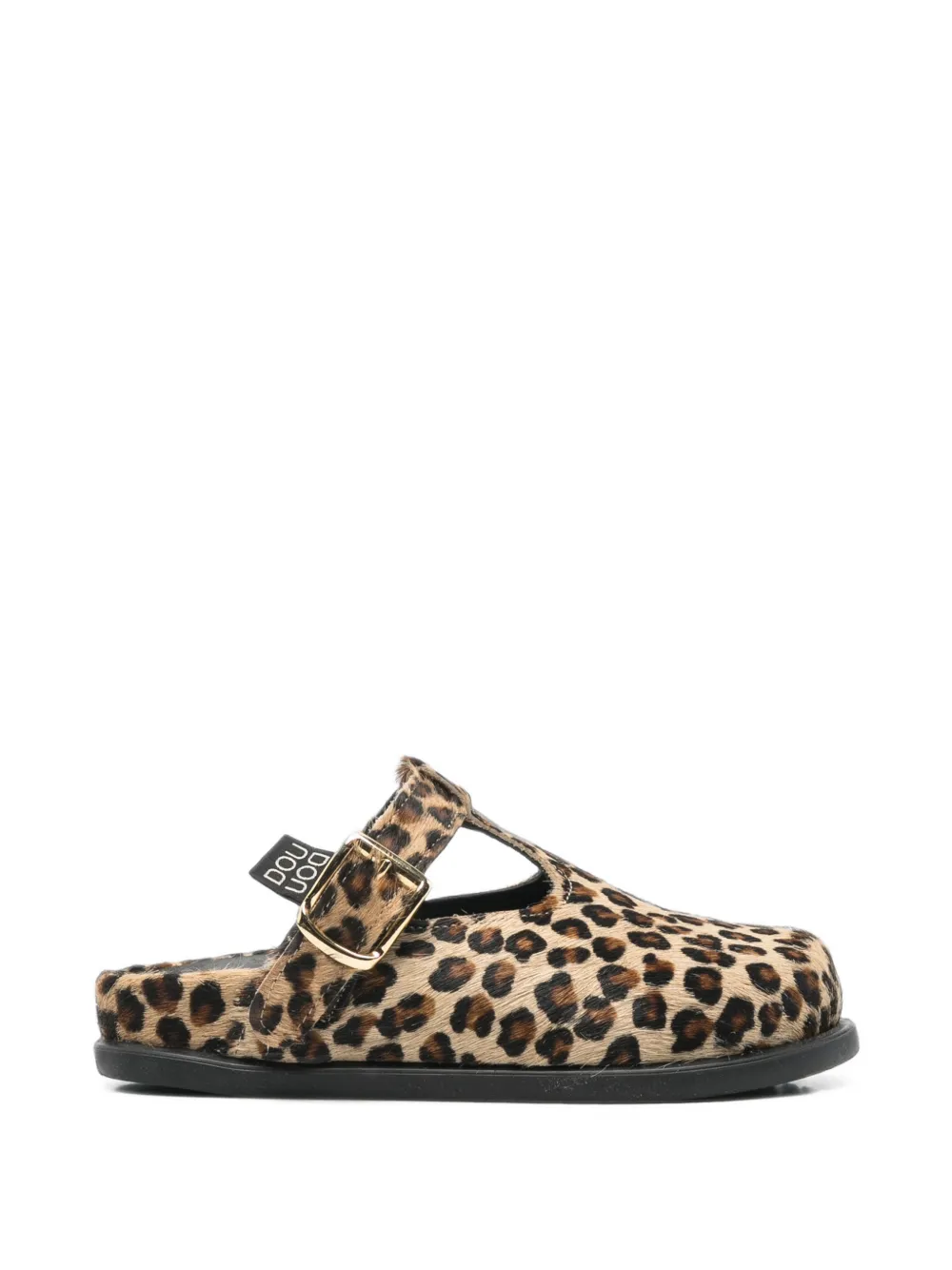 Douuod Kids leopard-print pony fur slippers - Toni neutri